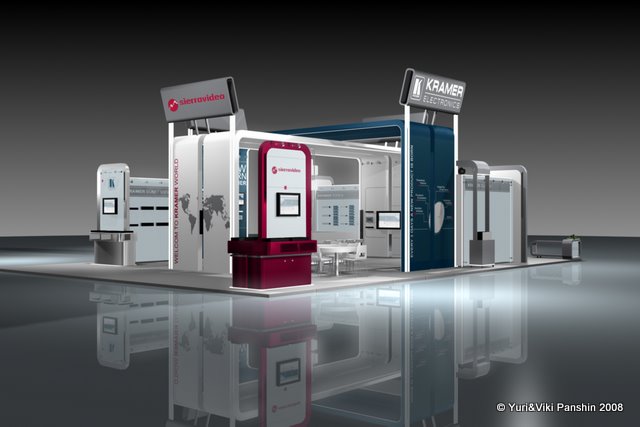 Kramer exhibition alternate view showing modular structure and branded display zones